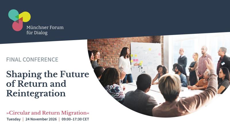 Flyer zur Konferenz  des „Circular and Return Migration“ Weiterbildungsprogramms