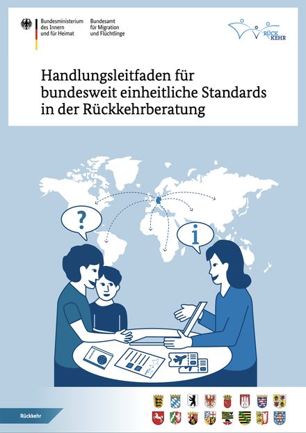 Titelseite: Handlungsleitfaden für bundesweit einheitliche Standards in der Rückkehrberatung