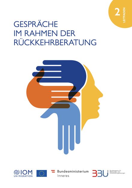 Titelseite: Gespräche im Rahmen der Rückkehrberatung, IOM Leitfaden 2