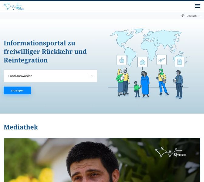 Bildschirmansicht der Website Returning from Germany