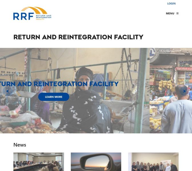 Bildschirmansicht der Website Return and Reintegration Facility